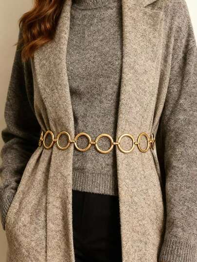 1 pieza Cadena de cintura de mujer minimalista y de moda con anillo redondo, adecuada para uso diario, bodas, fiestas y días festivos