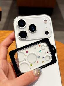 Luxury Bling Glitter Rhinestone 3D Transparent Glass Camera Lens Protector Compatible With IPhone 17 Pro Max 17 Pro Accessories Decoration Glass Rear Camera Scren Cover - 無色 - 查看 2