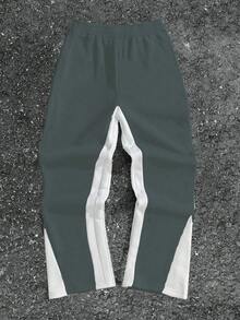 Men's Y2K Style Autumn And Winter Collection - Star Flame - Printed Pattern Design Drawstring Sweatpants, Loose Casual Sports Pants, 250g Polyester Soft Fabric, Machine Washable, Local Warehouse, Fashionable And Versatile, Straight Leg Pants Suitable For Boys And Girls Returning To School, Streets, Outdoor Sports Wear - Grayish blue(灰藍色) - 查看 2