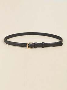 1pc Women Black Fashionable Solid Skinny Belt For Daily Life Summer, School Fall, Autumn, Halloween - trắng - Xem 1