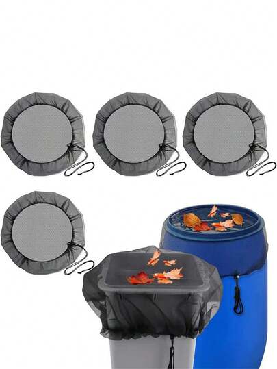 1pc Mesh Cover For Rain Barrel, Water Collection Buckets Cover Tank Harvesting Tool Protector Rain Barrel Netting Screen With Drawstring To Keep Debris Out Of Rain Barrel