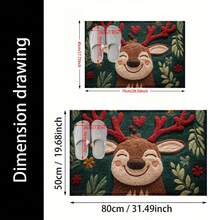 1 Piece Christmas Reindeer Imitation Cashmere Soft And Comfortable Floor Mat - Quick-Drying And Water-Absorbent, Suitable For Door Decoration, Kitchen & Bathroom Decoration, Best Christmas Choice, Machine Washable, Doormat, Kitchen Mat, Holiday Theme, Seasonal Decoration, Quick-Drying Fabric, Water-Absorbent Material, Home Carpet, Holiday Decoration, Christmas Gift - 60cm X 90cm / 23.62 Inches X 35.43 Inches - View 6