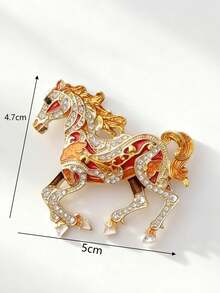 时尚水钻马胸针 - 优雅的马成功动物别针，适合女性中性派对服装配饰/朋友聚会徽章礼物圣诞节 - 馬 - 查看 4