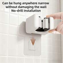 Suction Cup Mop Holder Wall Mounted Broom Mop Storage Rack, Bathroom Organizer With Clips, No Drilling Required