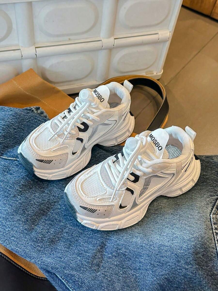 Teenage Girls' Comfortable Lace-Up Sports Shoes, Suitable For Daily Wear, Versatile Contrast Color, Campus Student Shoes, Spring/Autumn - Màu be - Xem 1