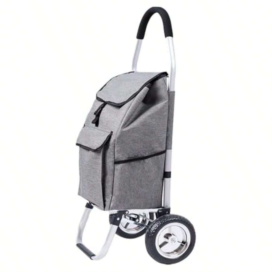 Portable Shopping Cart Silent Wheels Folding Car Collapsible Hand Truck With Wheels For Supermarket Travel Gray