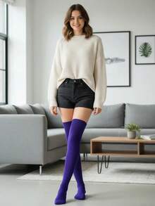 Don Calcetin Women Over The Knee Socks - 紫羅蘭色 - 查看 3