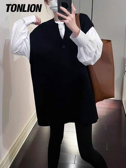 tonlion Tonlion Women Casual Loose Pullover Vest, Versatile For Autumn/Winter