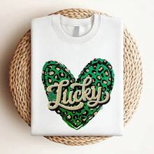 180g pure Cotton St. Patrick's Day Lucky Shirt,St. Patricks Day Shirt,Shamrock Lucky Lips,Four Leaf Clover,Shamrock Shirts,Patrick's Day,Irish Tshirt streetwear women Comfortable designer clothes female Unisex Soft Breathable Slightly Print Round Neck Short Sleeve - Blanco - Ver 3