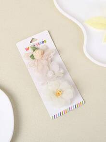 3pcs/Set New 3D Floral Baby Headbands, Cute Chiffon Flower Infant Headbands, 3pcs Chiffon 3D Floral Girl Hair Clips, Versatile Pastoral Style Baby Hair Accessories (Excluding Paper Card)