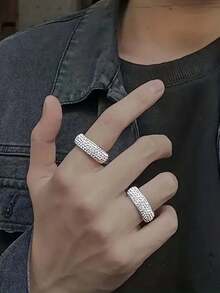 1 件男女通用嘻哈夸张全镶锆石戒指，小众高端指环 - 戒指 - 查看 2