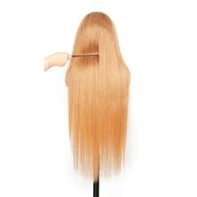 Halloween Honey Blonde Straight Human Hair Wig With 13x6 Transparent Lace Front - Pre-Plucked, 180% Density, Ombre 27  For Women - Natural Look & Versatile Styling, Comfortable Lace Cap For All Light Beige Tones, Human Hair Lace Front Wig, Ready To Wear Human Hair Wigs, Human Hair Wigs For Women Glueless, Wig, Real Human Hair Wigs For Women Halloween Cosplay Remy Hair For Everyday And Special Events - Elegant Hairstyles, Versatile Wigs - 金色 - 查看 6