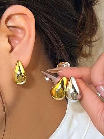 2 a 4 piezas Pendientes de gota de agua de lujo dorados y plateados, adecuados para el uso diario, citas y eventos de las mujeres