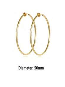 1-4 Pairs Of Fashionable And Exquisite Copper Material Lady Clip-On Hoop Earrings With Spring Clasps Suitable For Non-Pierced Ears. Daily/Party/Beach Fashion Accessories. - Gold - View 18