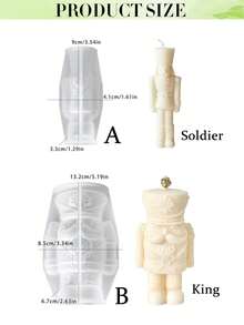 Moldes para velas de Natal, Molde de resina de silicone quebra-nozes de Natal, Molde de vela quebra-nozes rei e soldado, Presente de Natal perfeito para amigos, Para decoração de mesa de festa em casa, Fabricação de velas natalinas, Sabonete artesanal, Chocolate - Branco - Ver 2