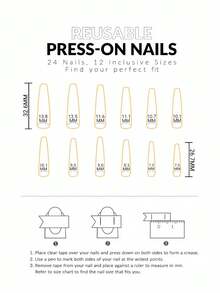 24Pcs Medium-Long Blue & Orange Leopard Print Nail Art Stickers, Removable Fashion Nail Wraps For Summer, Shiny Minimalist Elegant Fake Nail Strips Press On Nails Nail Supplies Nails - Orange - View 7