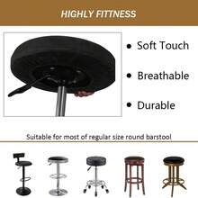 2PCS Round Bar Stool Covers Set Solid Color Stool Seat Covers Dustproof Slipcovers For Swivel Chairs Or Barstools - Black - View 2