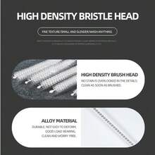 1PC Stainless Steel Cup-Style Straw Cleaning Brush, With Nylon Bristles On A Narrow Tube, For Reusable Straw Cleaner, Suitable For 40/30/20 Oz Glass Cups, For Flexible Pipe Cleaner For The Straw And Nozzle, Durable And Rust-Proof Cleaning Brush, Easy To Use And Clean, Very Suitable For Stainless Steel, Plastic And Silicone Straws. - Bạc - Xem 5