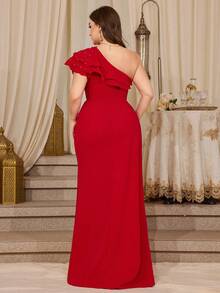 Đầm ôm sát cỡ lớn màu đỏ đính hạt cườm, hở lưng, xếp ly, xẻ tà cao, thích hợp cho khách dự đám cưới, tiệc tùng, sinh nhật, Giáng sinh, tiệc chiêu đãi mùa xuân. - Đỏ - Xem 2