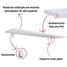 Prateleira Lisa Suporte invisível Reta Branco De Parede Livro Organizadora Cozinha Quarto - Envio imediato - Branco - Visão 2