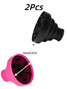 2/1pc Silicone Hair Dryer Diffuser, Universal Hair Dryer Diffuser Attachment In Black & Pink, Adjustable Temperature Resistant Diffuser, Hair Styling Tool Accessories - Multicolor - View 15