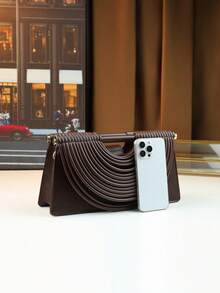 Fashionable Niche Design Pasta Bag, Versatile Shoulder/Crossbody Square Bag, Clutch Purse, New Arrival - Coffee - View 3