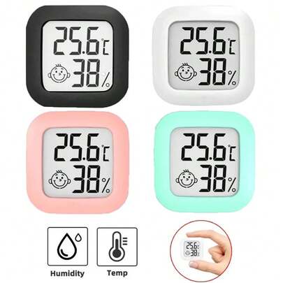 1個 スマートスマイル ミニLCD デジタル温度計:正確な室温&湿度モニタリング、100%の精度!