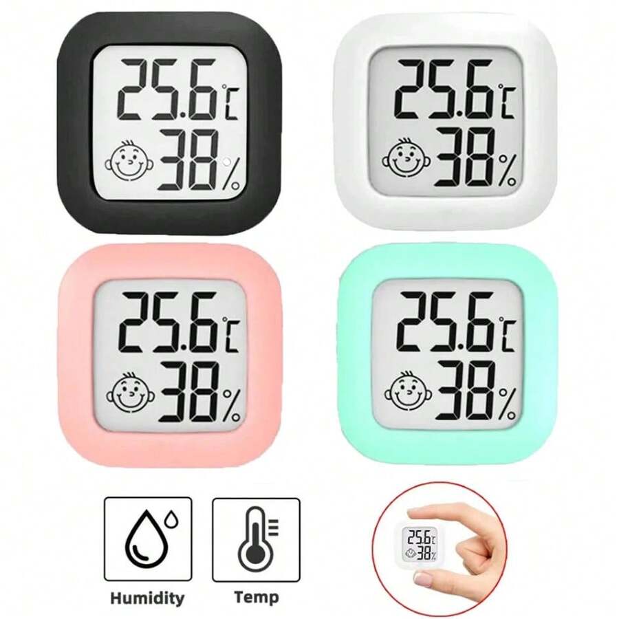 1 件智能微笑迷你 LCD 数字温度计：精确监测室温和湿度，精度 100%！