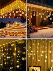 Luce a colonna di ghiaccio a fiocco di neve solare - 96/160 LED, luce di Natale per interni/esterni, IP65 impermeabile, 8 modalità di illuminazione per grondaie, tenda solare per esterni, adatta per Natale, case, giardini, alberi, cortili, festival, matrimoni, raduni, decorazione per feste (bianco caldo/multicolore/bianco)