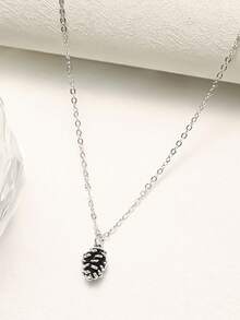 1pc Metallic Pine Cone Pendant Necklace, Versatile For Women, Great For Christmas, Girlfriend Gift - Ancient Bronze - View 6