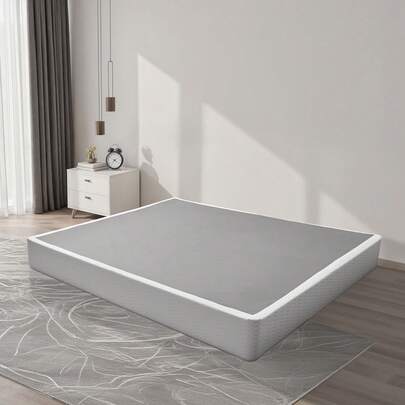 Box Spring, King Size Bed Frame With Washable Fabric Cloth, Heavy Duty Metal Frame For King Bed, 9 In Mattress Foundation, 3500 Lbs Max Weight Capacity, Easy Assembly, 79.1 L X 75.8 W X 9.1 H In