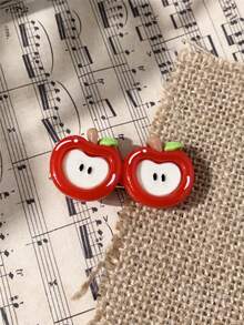 1pc Cute Cartoon Apple Slice Duck Clip, Bangs Clip, Vibrant Color Hair Accessory For Girls, Suitable For Daily Wear, Claw Clips