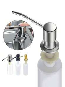 不锈钢厨房水槽皂液器，带瓶身，可盛装液体皂液、乳液和洗涤剂，手动按压泵，适用于浴室 - 彩色 - 查看 2