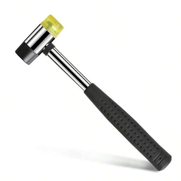 2-Sided Soft Mallet - Leather DIY Tool, Red Rubber Mallet, Black Plastic Coated Handle And Dual Head Rubber Mallet, Suitable For 25mm Handheld Projects