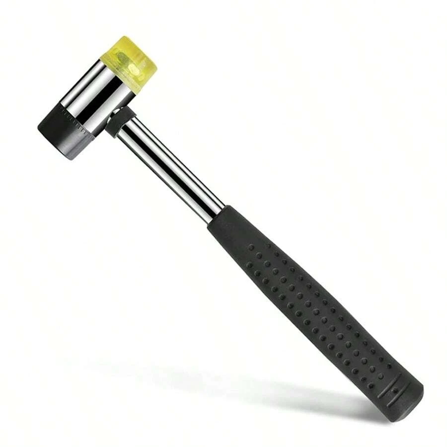 2-Sided Soft Mallet - Leather DIY Tool, Red Rubber Mallet, Black Plastic Coated Handle And Dual Head Rubber Mallet, Suitable For 25mm Handheld Projects