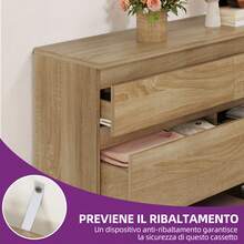 BALCONERA Wooden Chest Of Drawers For The Bedroom (100 X 30 X 70 Cm) – 6 Drawers With Runners | Modern Bedroom Storage Furniture, Also Usable As A Bedside Table - Light Rustic Oak - 查看 5