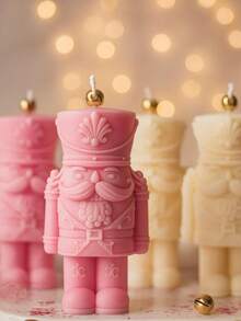 Moldes para velas de Natal, Molde de resina de silicone quebra-nozes de Natal, Molde de vela quebra-nozes rei e soldado, Presente de Natal perfeito para amigos, Para decoração de mesa de festa em casa, Fabricação de velas natalinas, Sabonete artesanal, Chocolate - Branco - Ver 8