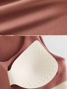 女士无缝加垫按扣收腹保暖内衣背心，可调节塑形，舒适胸部支撑和腰部收紧，适合秋冬季 - 咖啡棕 - 查看 7