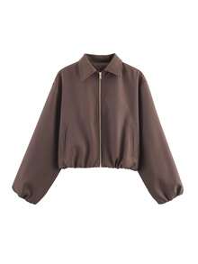 Chaqueta marrón elegante para mujer Lanisen con cuello clásico de solapa - Ajuste estructurado, ligera y duradera para todas las estaciones, ideal para otoño, fiestas de oficina y uso diario - Abrigo elegante y de fácil cuidado para mujeres profesionales