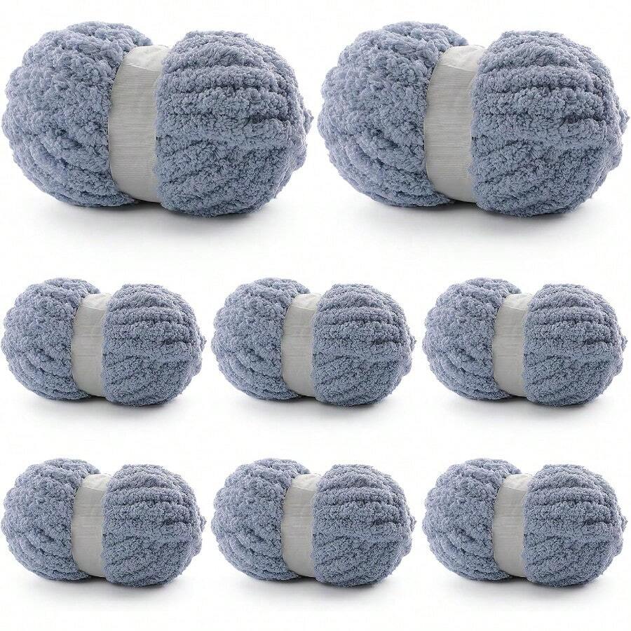 8 Pack Chunky Yarn For Hand Knitting Chenille Yarn For Crocheting 224 Yds Chunky Blanket Yarn Jumbo Bulky Thick Fluffy For Knitting Blankets Er Bulky Yarn 61.6 Oz Blue Gray - Bluegray - 查看 1