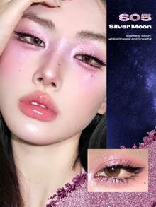 COLORKEY  Diamond Eyeshadow, Shimmery Eyeshadow Palette, High Pigment, Eyeshadow, Eye Brightening, Glitter, Pearl Shimmer, One-Step Easy To Blend Eyeshadow, High Gloss Effect, Non-Greasy, Non-Fading Glitter Eyeshadow, Cosmetic Brand Product, Suitable For Women And Girls, Ideal For Autumn/Winter Season, Can Create Latte Makeup, Y2K Makeup, 90s Makeup, Cool Girl Makeup, Lip Makeup Matching, Bridal Makeup, Valentine's Day Makeup, Etc. - S05 Neon Violet - 查看 4