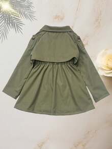 Girls' Double-Breasted Trench Coat, British Style Mid-Length Windbreaker, Versatile Children Outerwear, Spring Autumn Winter