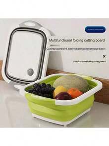 1pcs Collapsible Cutting Board - Foldable Multi-Function Dish Tub - Washing And Draining Veggies Fruits Sink Storage Basket(8.5 Quart) - New Kitchen And Camping Essentials - 白灰色 - 查看 7