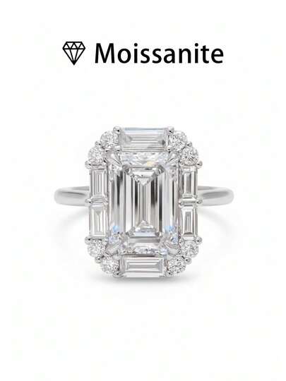 1pc Women's Wedding Ring, Elegant 2.4g S925 Sterling Silver 2 Carat Moissanite Ring, Bohemian Palace Style, Engagement, Wedding, Anniversary, Valentine's Day Gift, Comes With Moissanite Certificate And Deluxe Gift Box