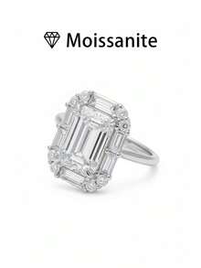 1pc Women's Wedding Ring, Elegant 2.4g S925 Sterling Silver 2 Carat Moissanite Ring, Bohemian Palace Style, Engagement, Wedding, Anniversary, Valentine's Day Gift, Comes With Moissanite Certificate And Deluxe Gift Box - Silver - View 7
