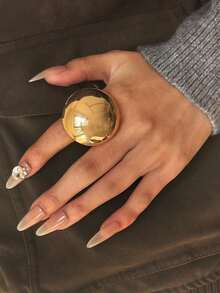 优雅复古夸张花卉圆形光滑戒指套装，女士节日礼物首饰 - 彩色 - 查看 6