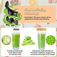 Cold Press Juicer Machines, Compact Small Slow Masticating Juicer With Large Chute For Whole Fruits & Vegetables, Easy To Clean & Quiet Juice Extractor,Space Saving Design,99% Juice Yield, Kitchen Appliance - US A Type Plug(110-127V) - View 5
