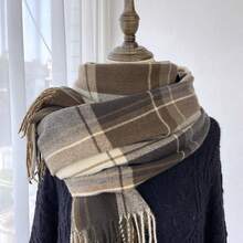 Autumn And Winter Retro Scottish Plaid Versatile Scarf - Thickened Warm Teen Casual Scarf, Suitable For Decoration - Windproof, Cycling Warm Scarf - Universal Tassel Scarf - Christmas Gift - Multicolor - View 12