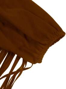 ii Vintage Western Gothic Style Off-Shoulder Fringe Blouse For Women, Suitable For Halloween Spring - Brown - View 7