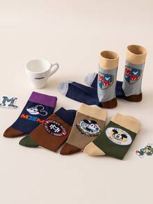 1/5/10 Pairs Disney Men's Mid-Calf Socks, Maillard Color Palette Mickey Mouse, Autumn/Winter Christmas Fun Socks - Multicolor - View 5